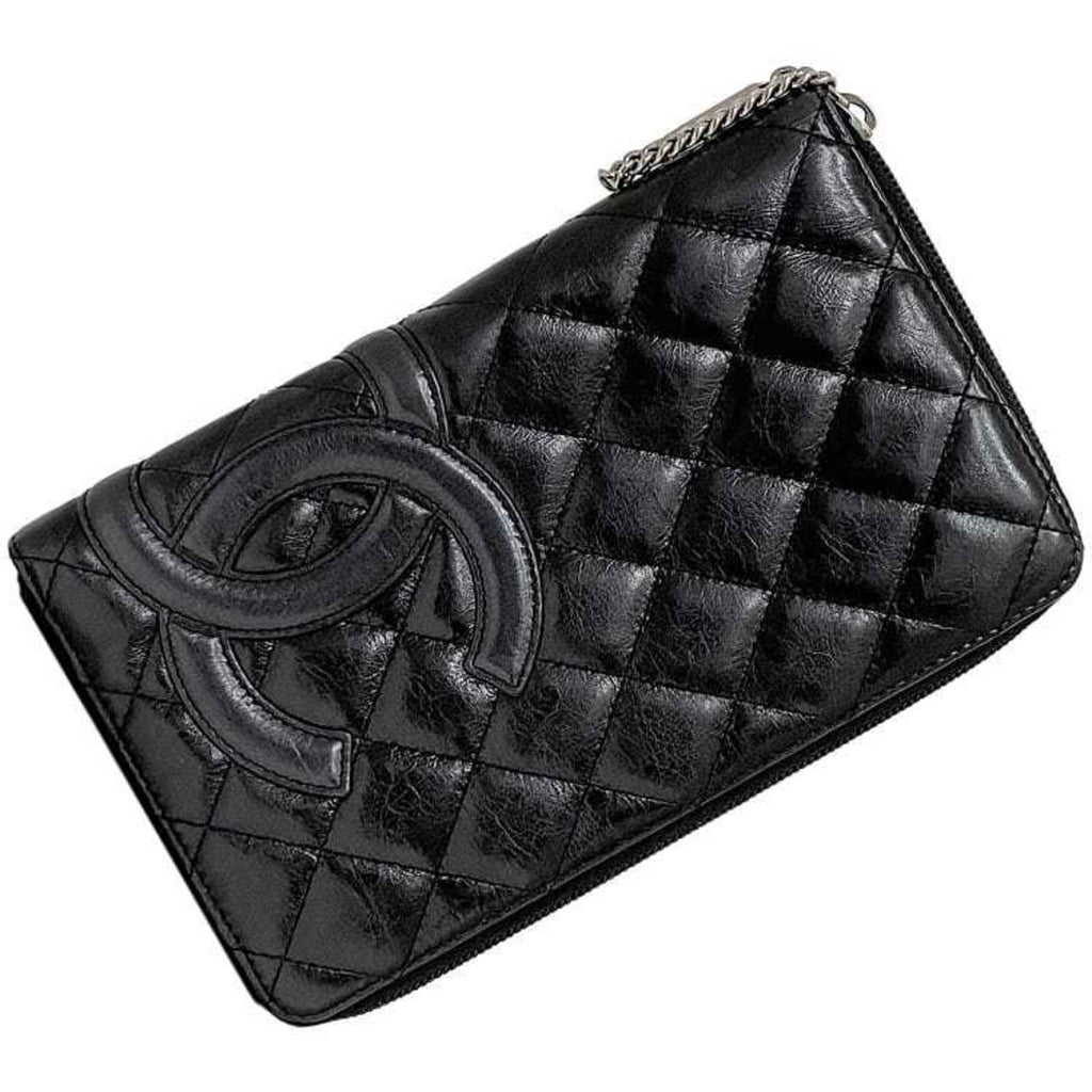 Chanel Black Leather Long Wallet (Bi-Fold) (Pre-Owned)