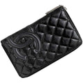 Chanel Black Leather Long Wallet (Bi-Fold) (Pre-Owned)