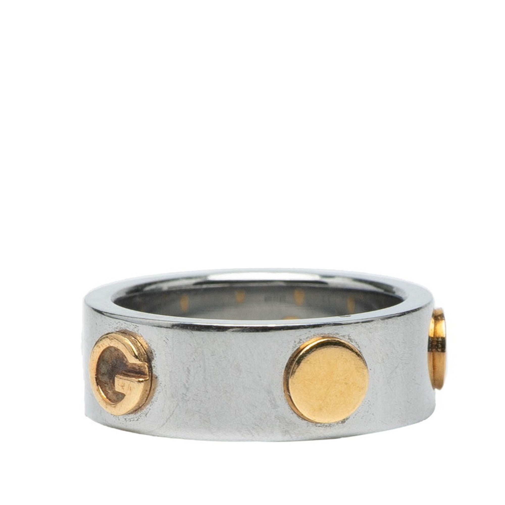 Gucci Silver Yellow Gold Band Ring (Pre-Owned)