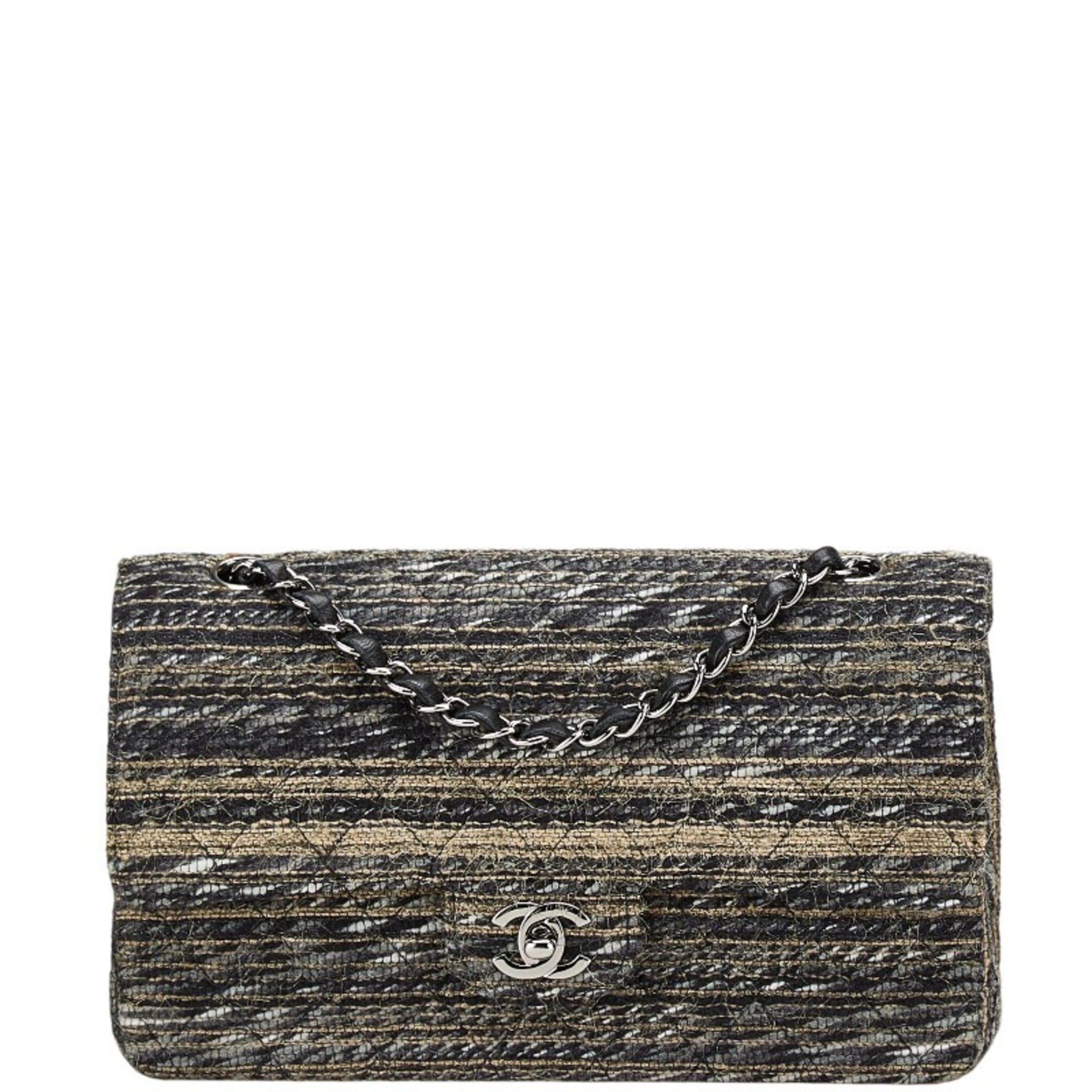 Chanel Matelasse Black Multi-Color Tweed Handbag Shoulder Bag (Pre-Owned)