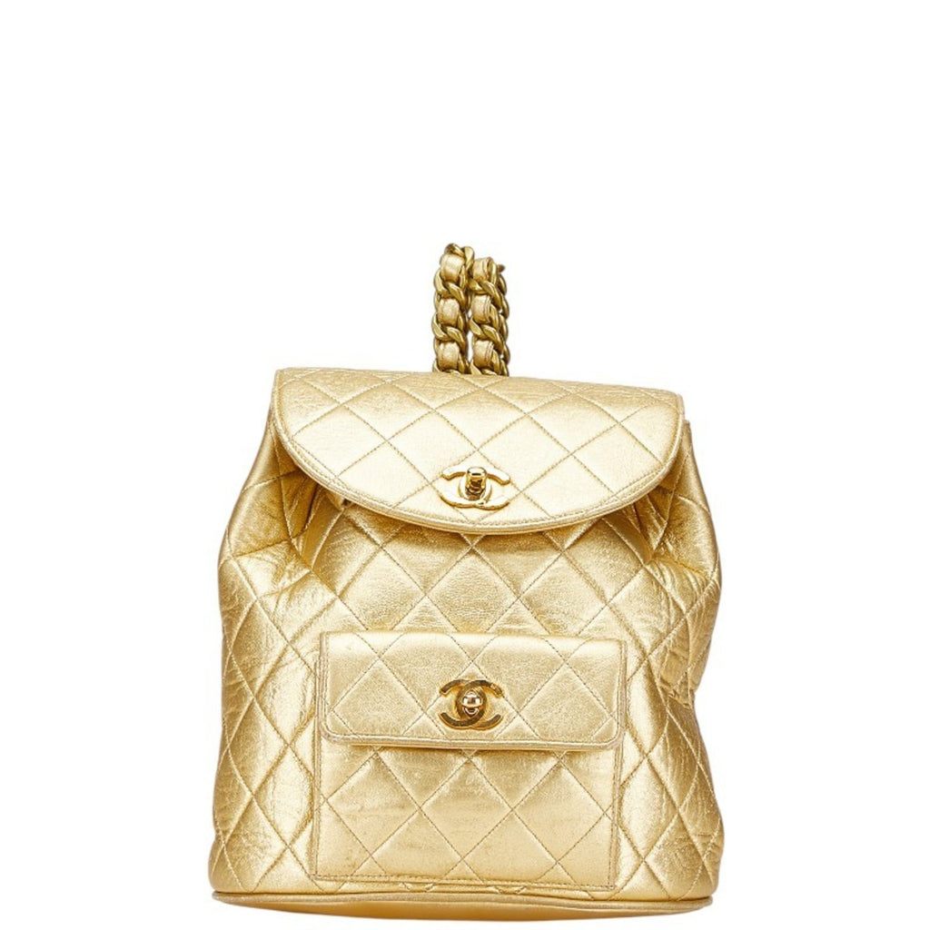 Chanel Gold Leather Backpack (Pre-Owned)
