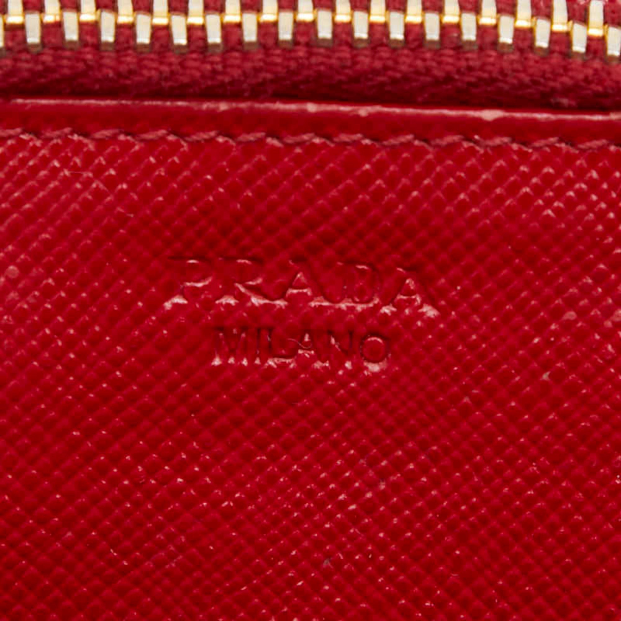Prada Red Color Leather Shoulder Bag (Pre-Owned)