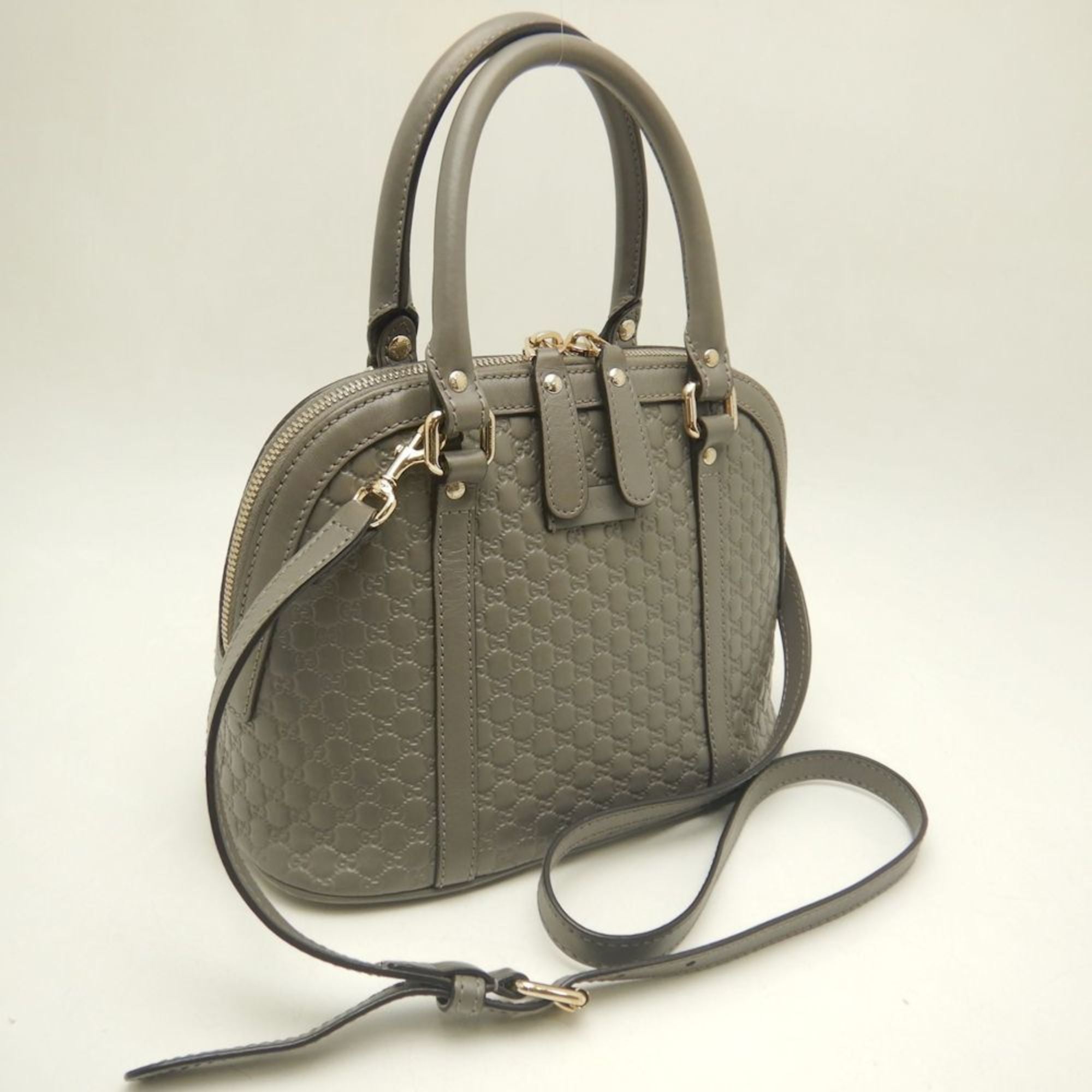 Gucci Microguccissima Gray Leather Handbag (Pre-Owned)