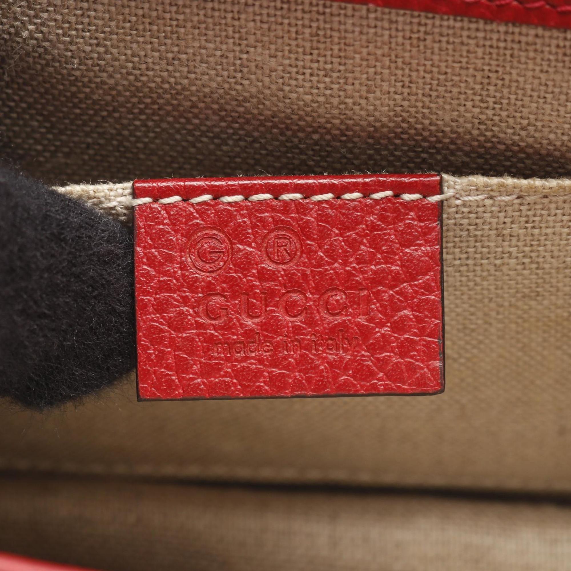 Gucci Red Color Leather Shoulder Bag (Pre-Owned)