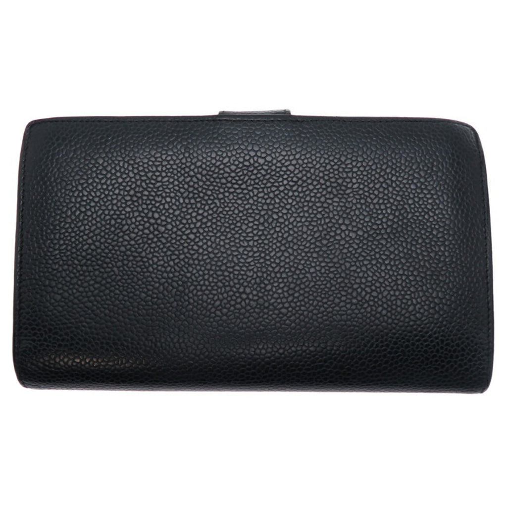 Chanel Black Grained Calfskin Long Wallet (Bi-Fold) (Pre-Owned)