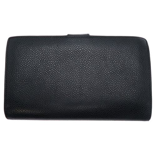 Chanel Black Grained Calfskin Long Wallet (Bi-Fold) (Pre-Owned)