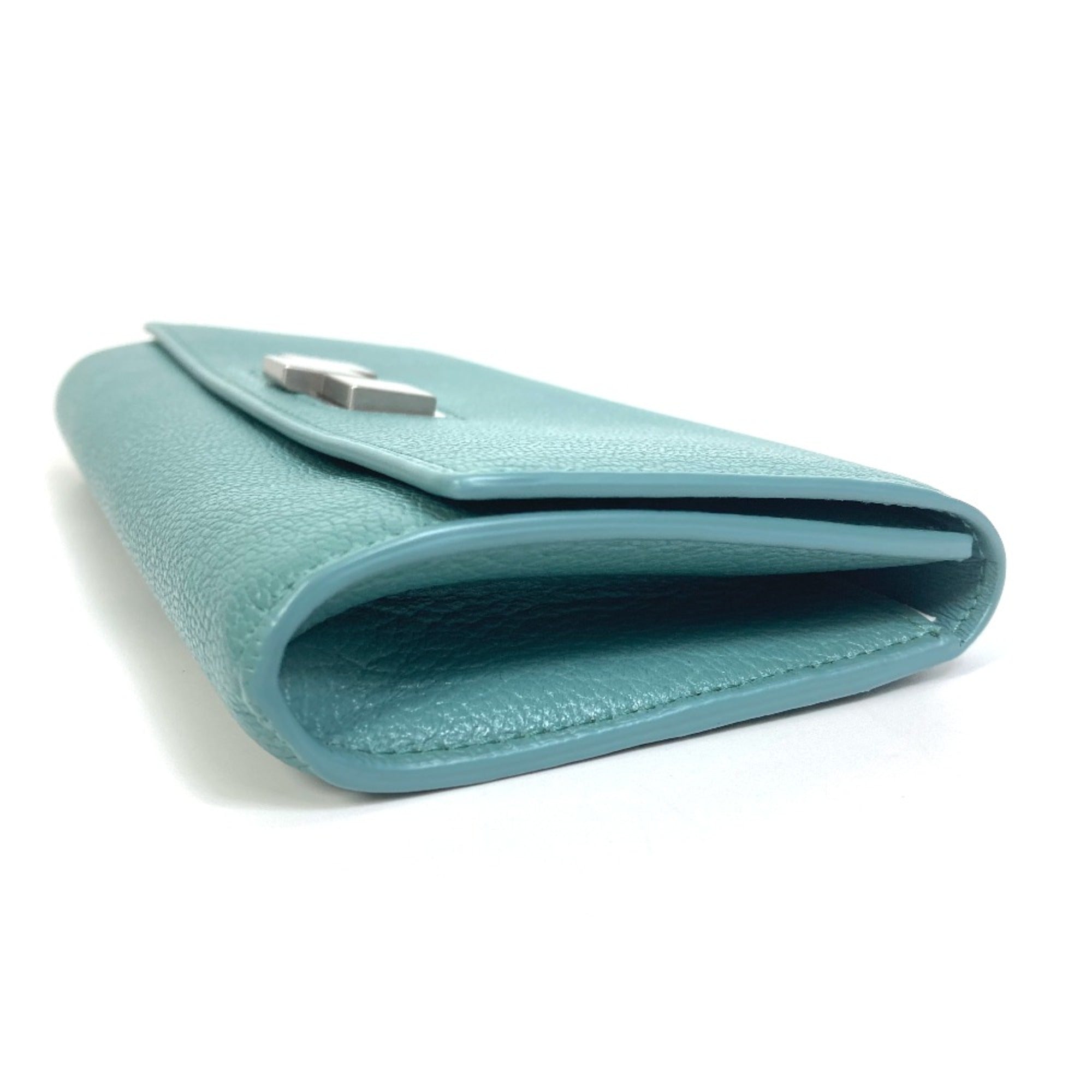 Bottega Veneta Blue Leather Long Wallet (Bi-Fold) (Pre-Owned)