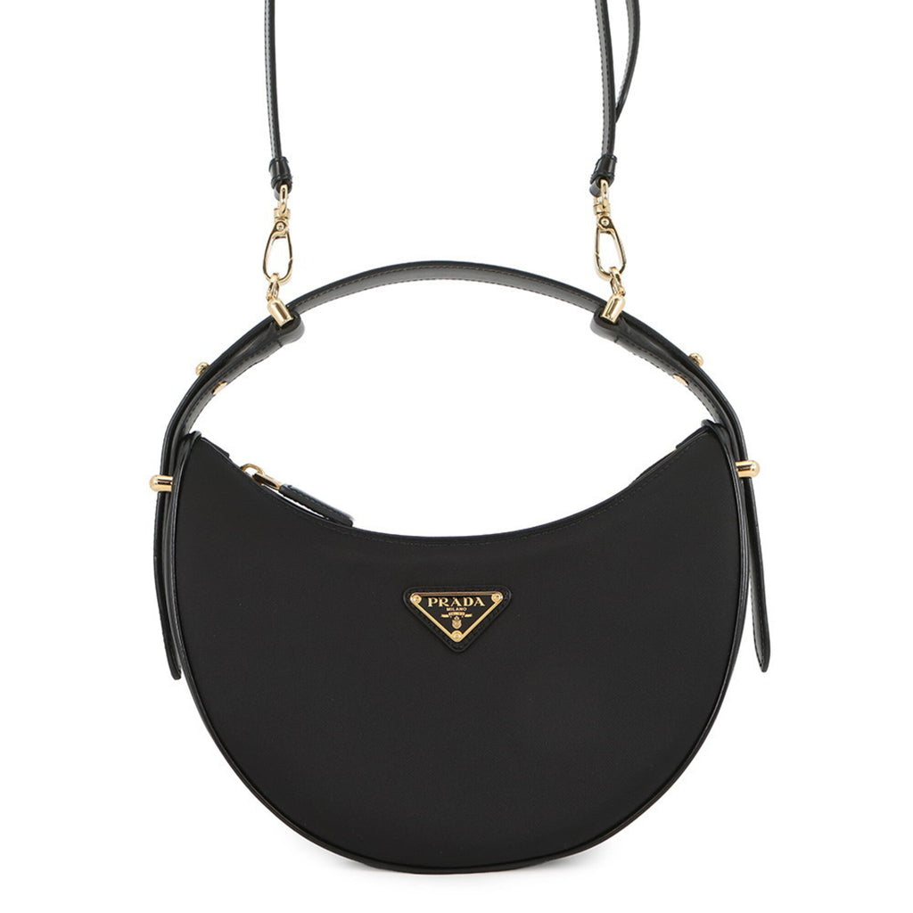 Prada Black Nylon Leather Handbag Shoulder Bag (Pre-Owned)