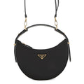 Prada Black Nylon Leather Handbag Shoulder Bag (Pre-Owned)