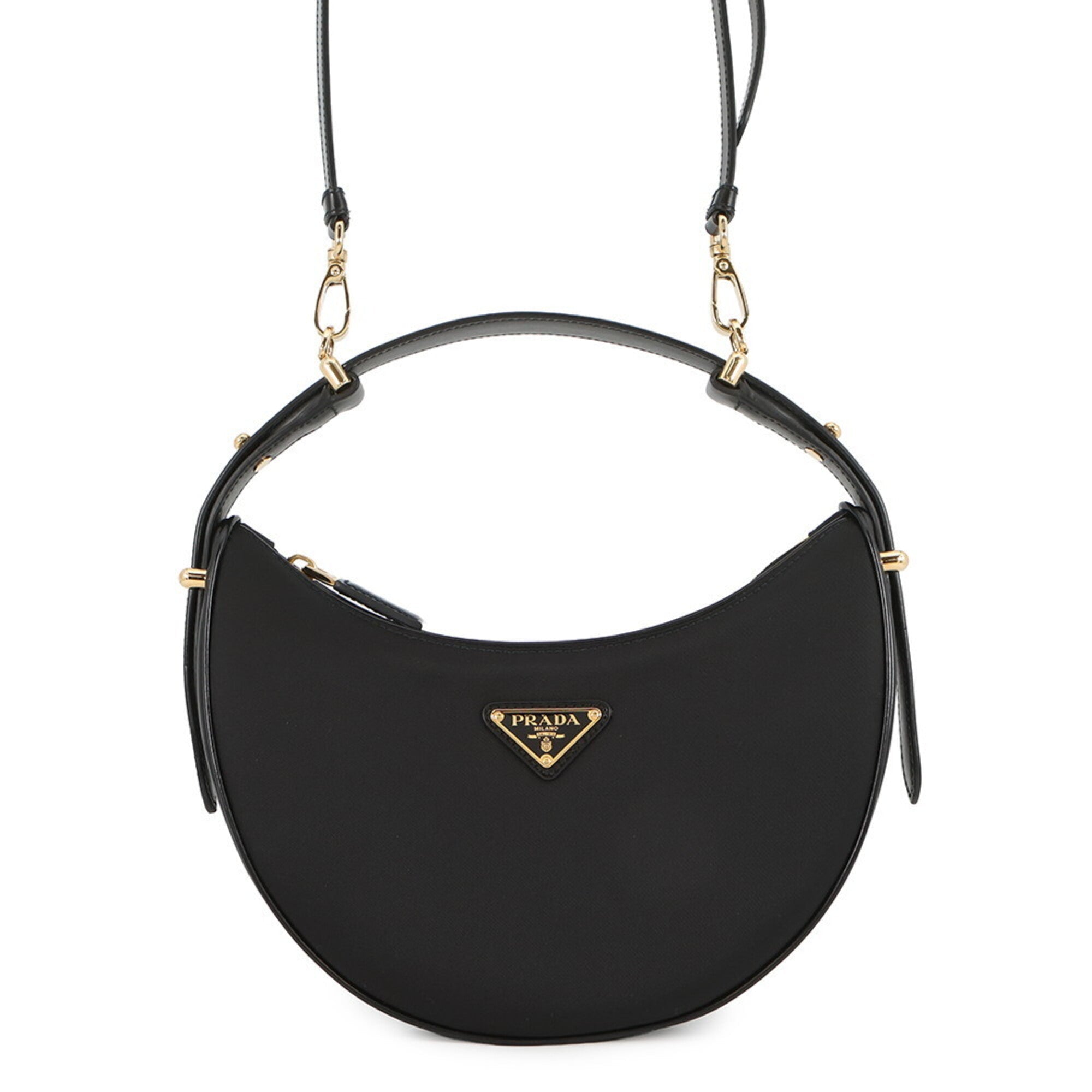 Prada Black Nylon Leather Handbag Shoulder Bag (Pre-Owned)