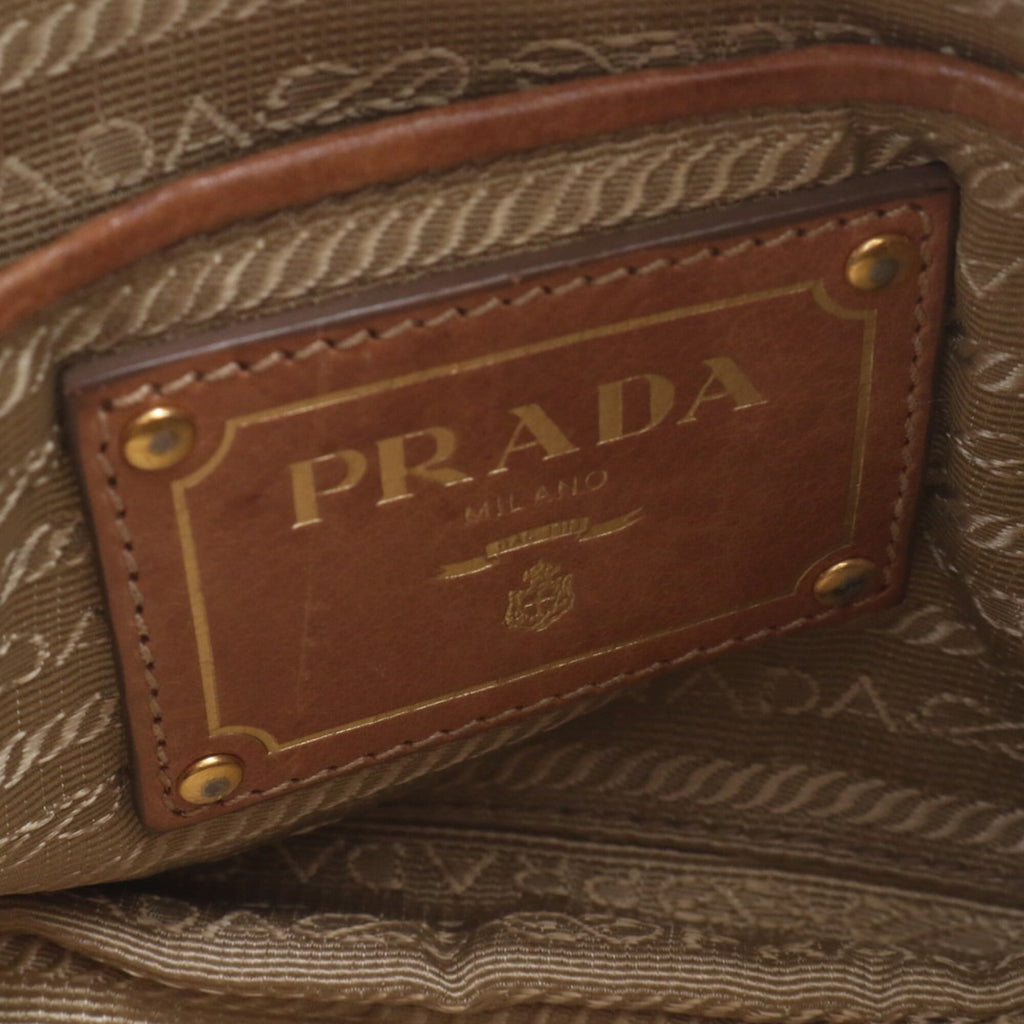 Prada Brown Leather Handbag Shoulder Bag Tote Bag (Pre-Owned)