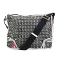 Fendi Black White Nylon Canvas Leather Shoulder Bag (Pre-Owned)