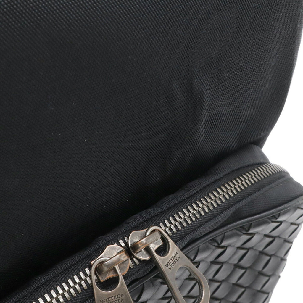 Bottega Veneta Black Nylon Canvas Leather Shoulder Bag Sling Bag (Pre-Owned)