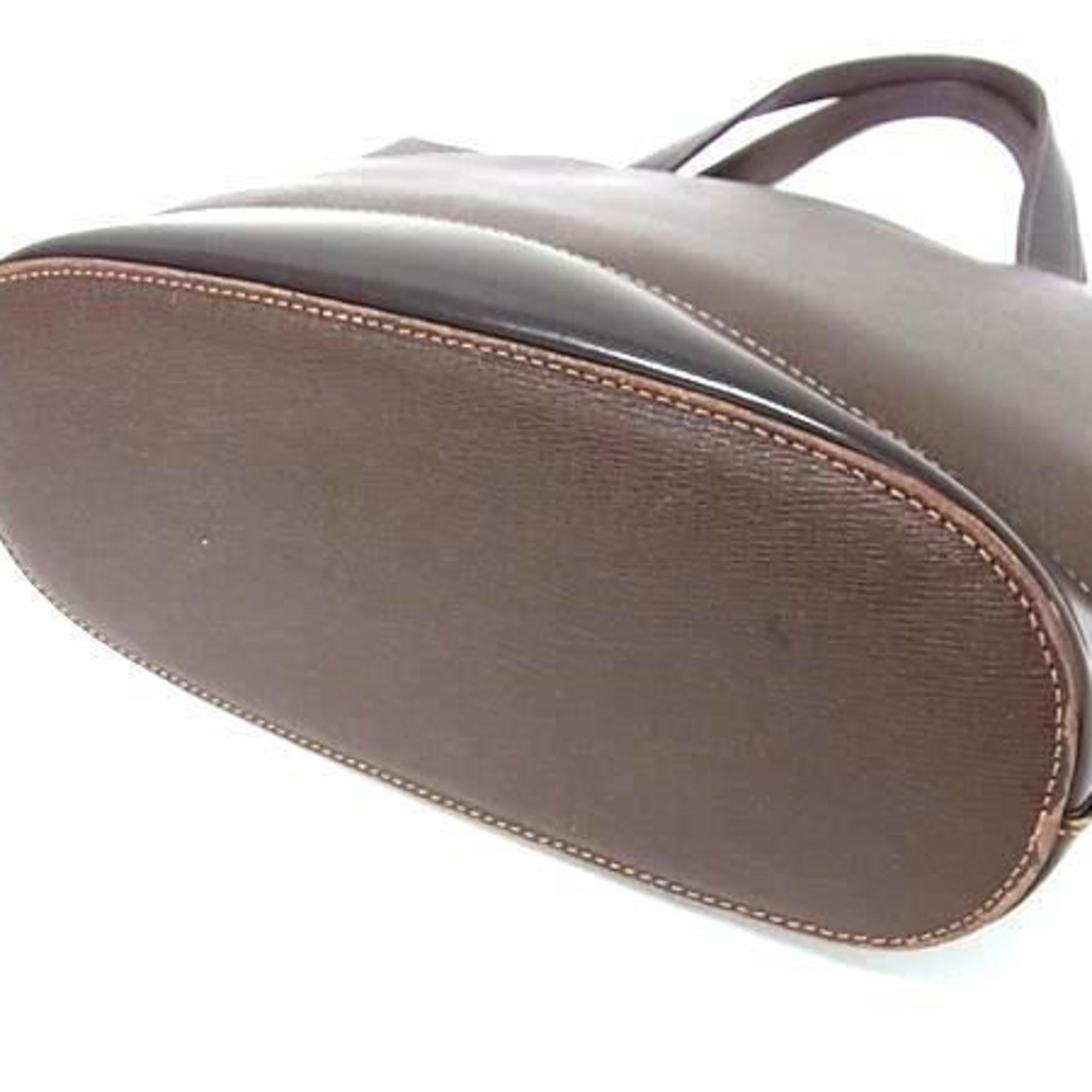 Burberry Brown Leather Handbag Tote Bag (Pre-Owned)