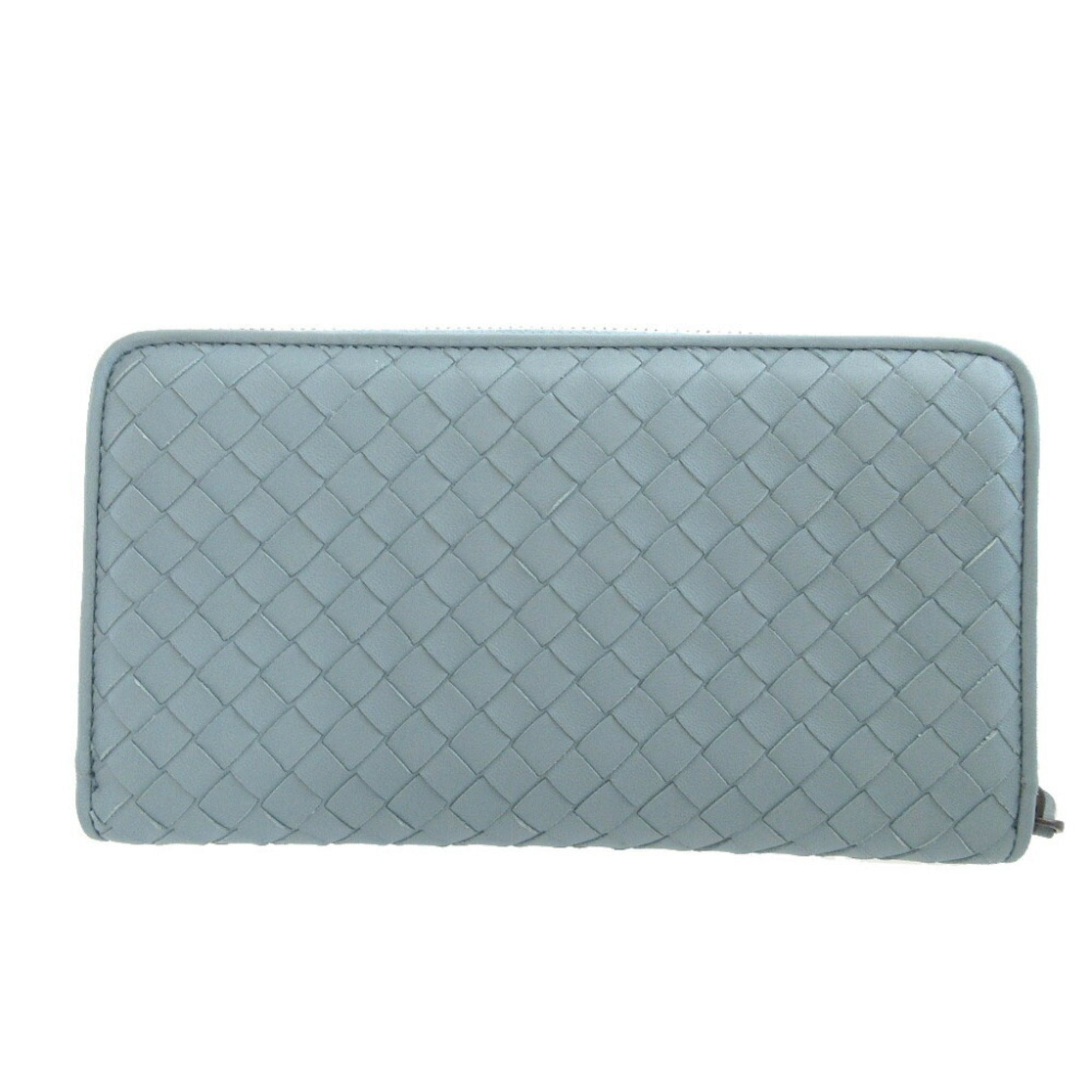 Bottega Veneta Light Blue Leather Long Wallet (Bi-Fold) (Pre-Owned)