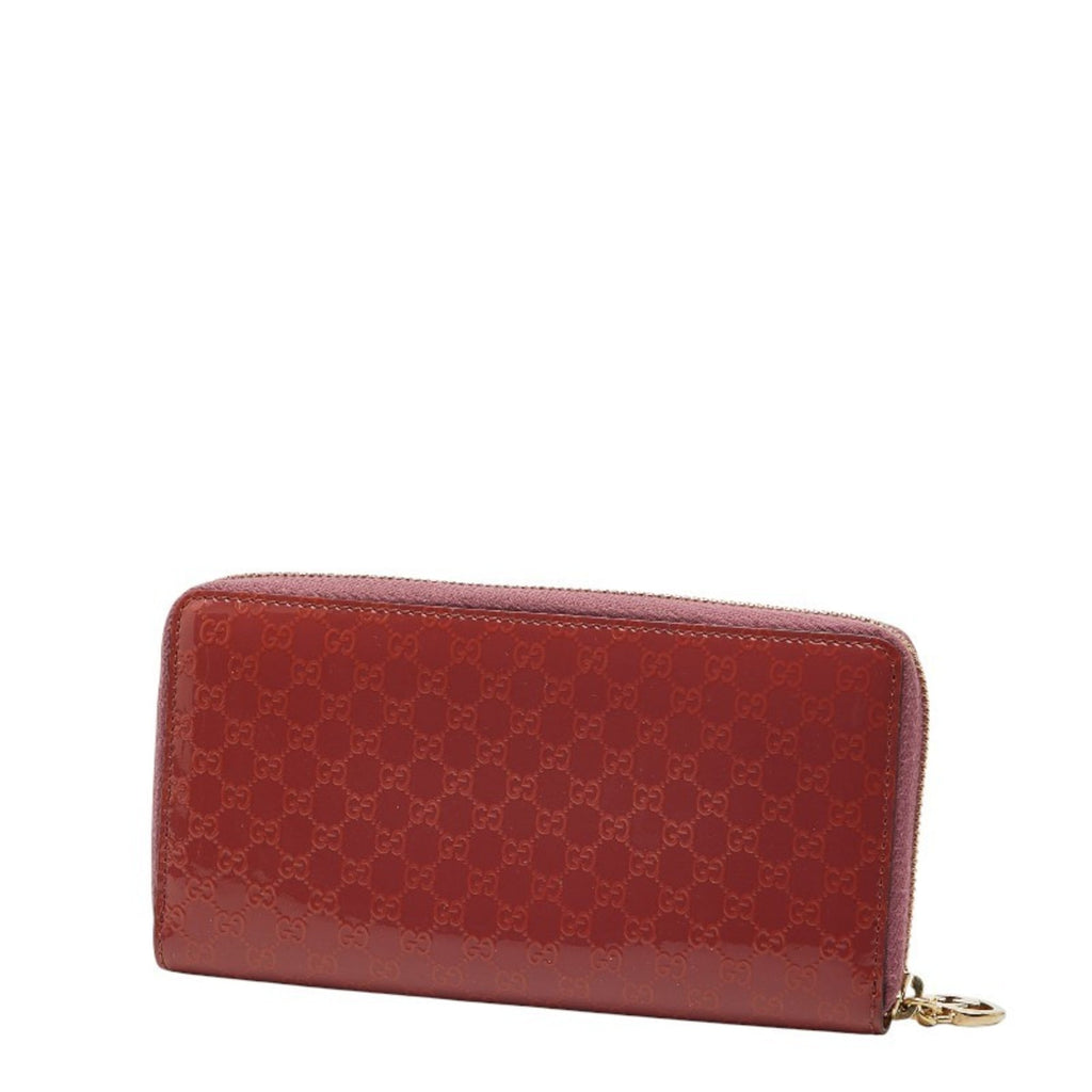 Gucci Pink Red Color Leather Long Wallet (Bi-Fold) (Pre-Owned)