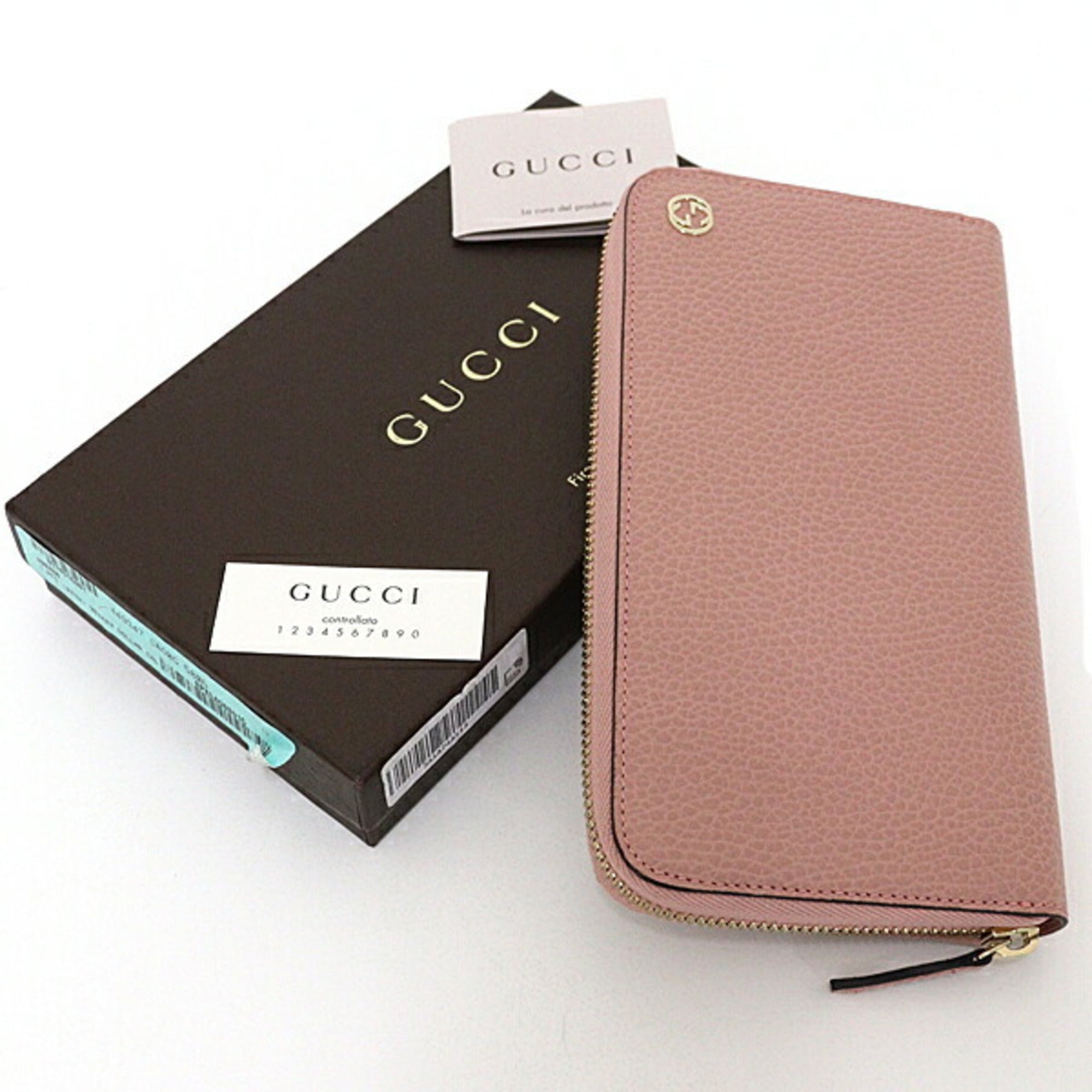 Gucci Pink Leather Long Wallet (Bi-Fold) (Pre-Owned)