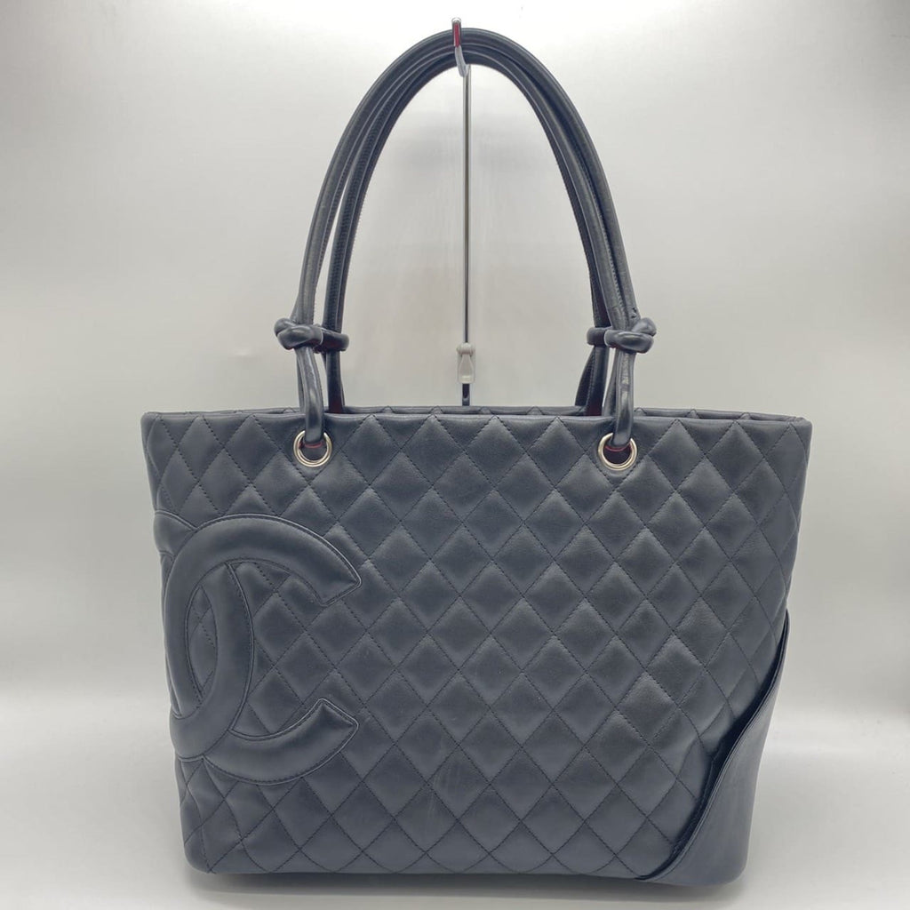 Chanel Black Leather Handbag Shoulder Bag Tote Bag (Pre-Owned)