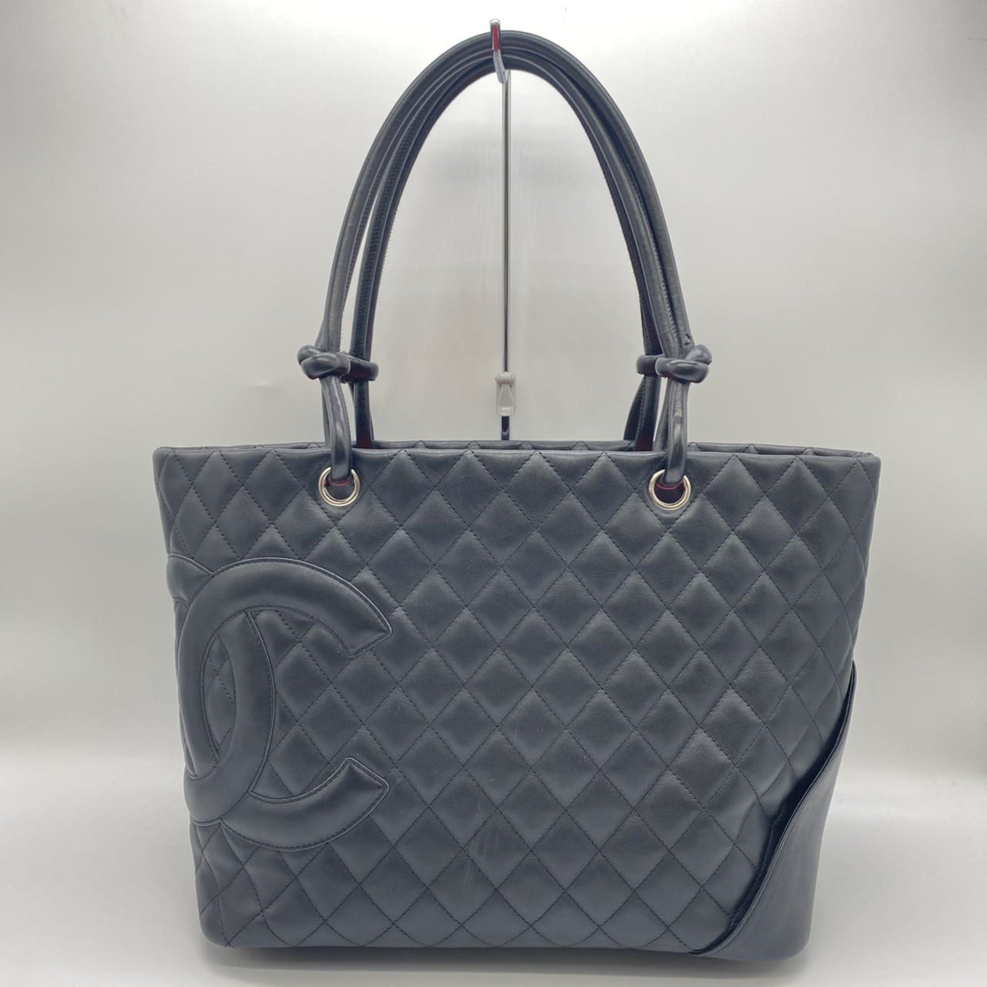 Chanel Black Leather Handbag Shoulder Bag Tote Bag (Pre-Owned)