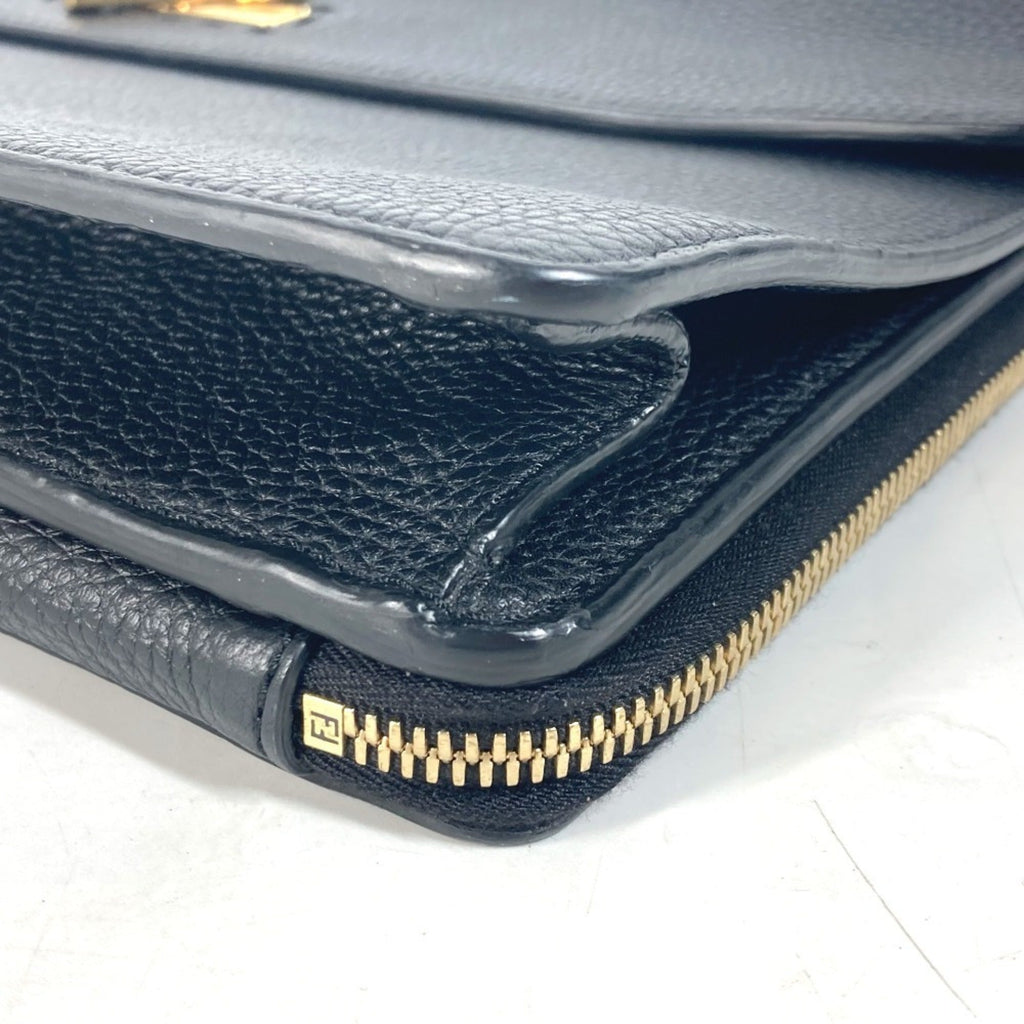 Fendi Black Leather Briefcase Handbag (Pre-Owned)