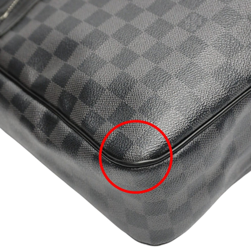 Louis Vuitton Damier Graphite Black Leather Shoulder Bag (Pre-Owned)
