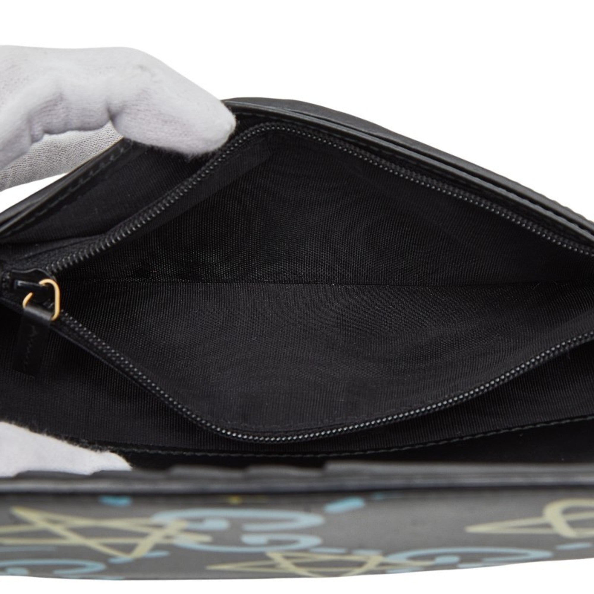 Gucci Black Blue Yellow Leather Long Wallet (Bi-Fold) (Pre-Owned)