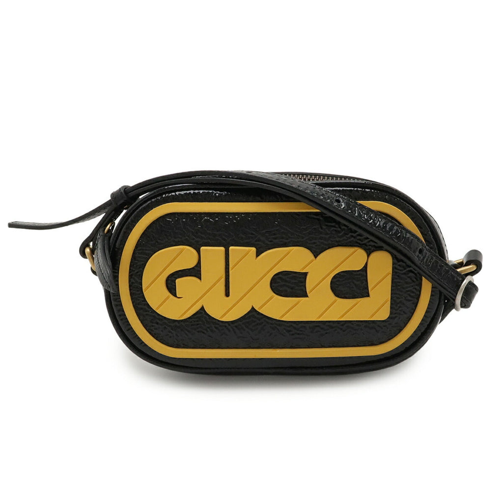 Gucci Black Yellow Patent Leather Rubber Pochette Shoulder Bag (Pre-Owned)