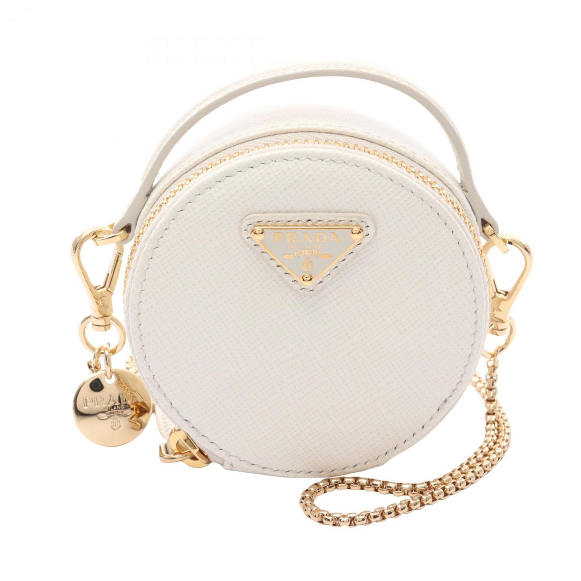 Prada Saffiano White Saffiano Triangle Pouch Shoulder Bag (Pre-Owned)