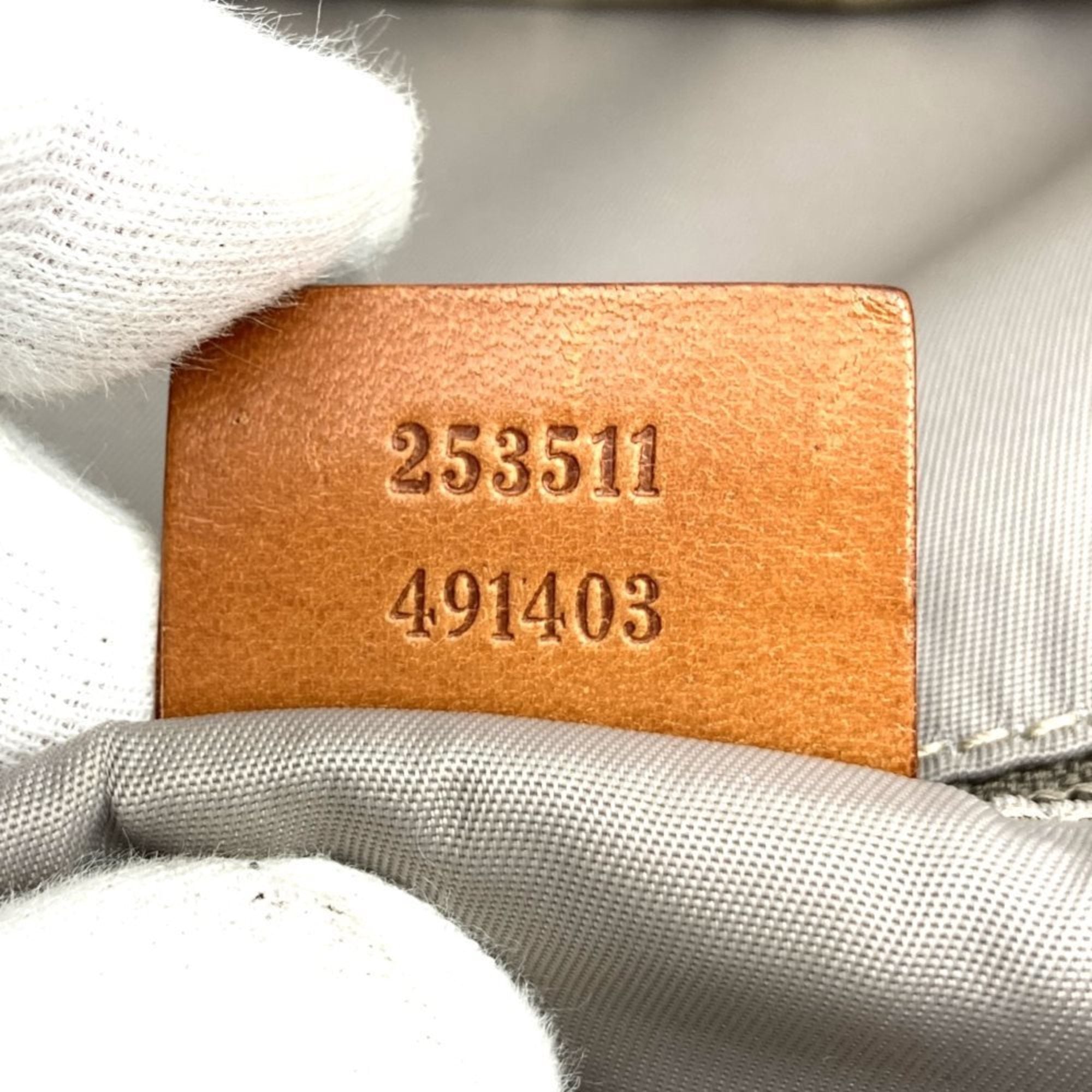 Gucci Sherry Line Beige Polyester Leather Tote Bag (Pre-Owned)