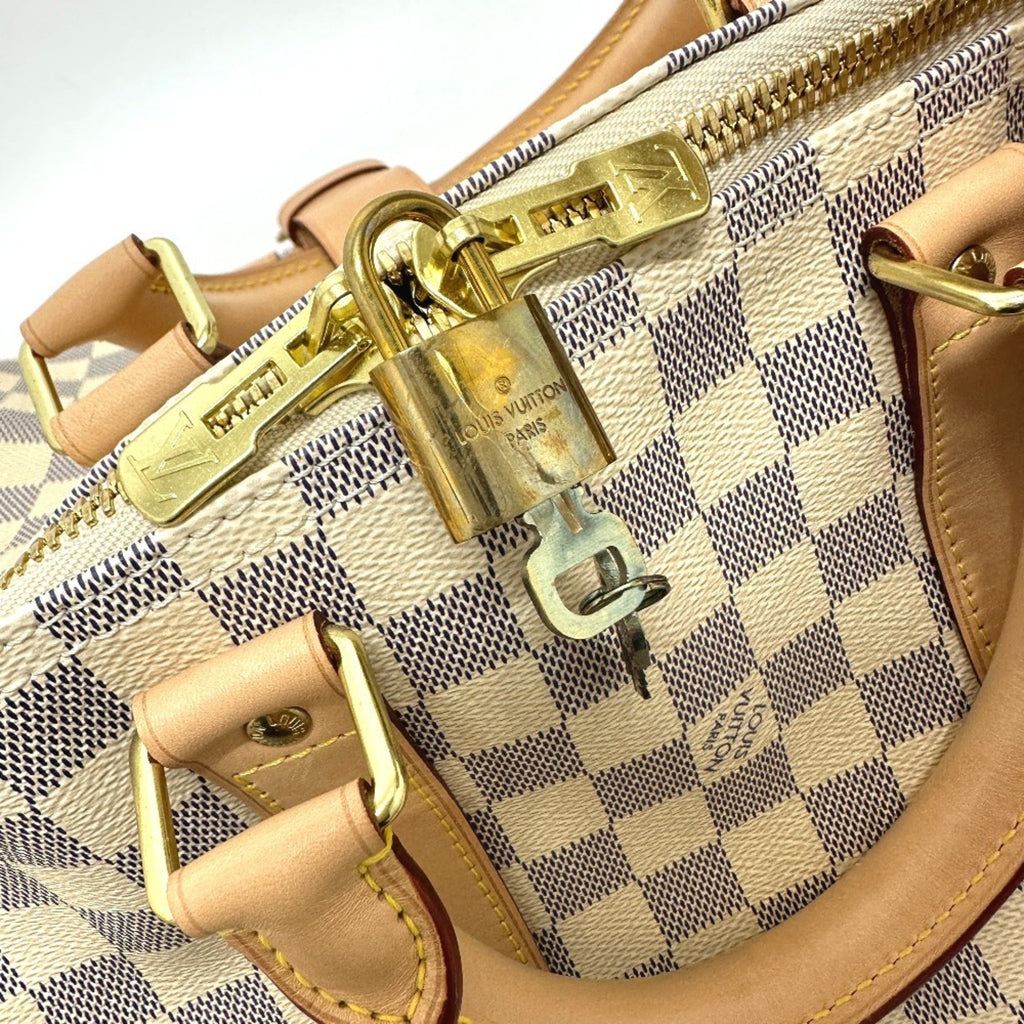 Louis Vuitton White Damier Azur Boston Bag (Pre-Owned)