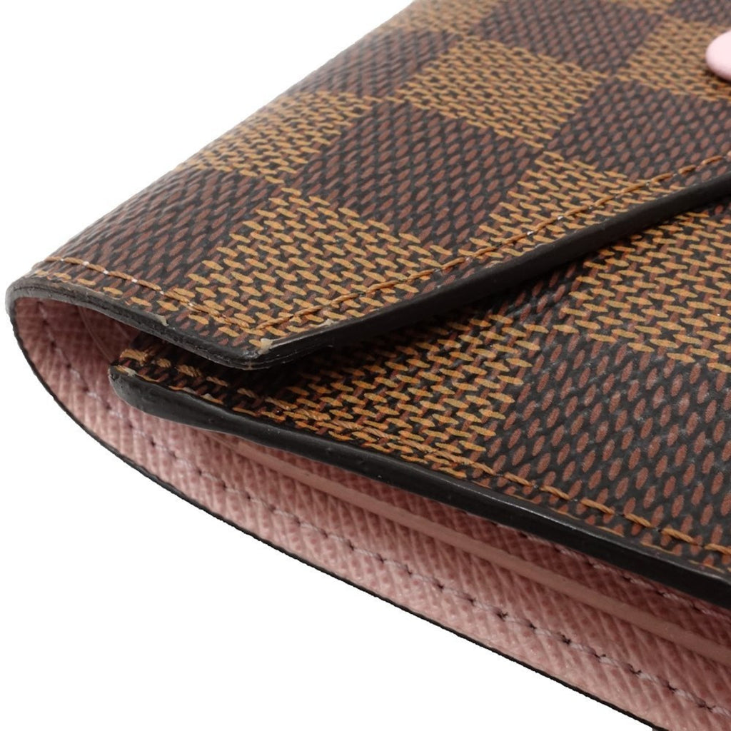 Louis Vuitton Damier Canvas Ebene Rose Ballerine Canvas Wallet (Tri-Fold) (Pre-Owned)