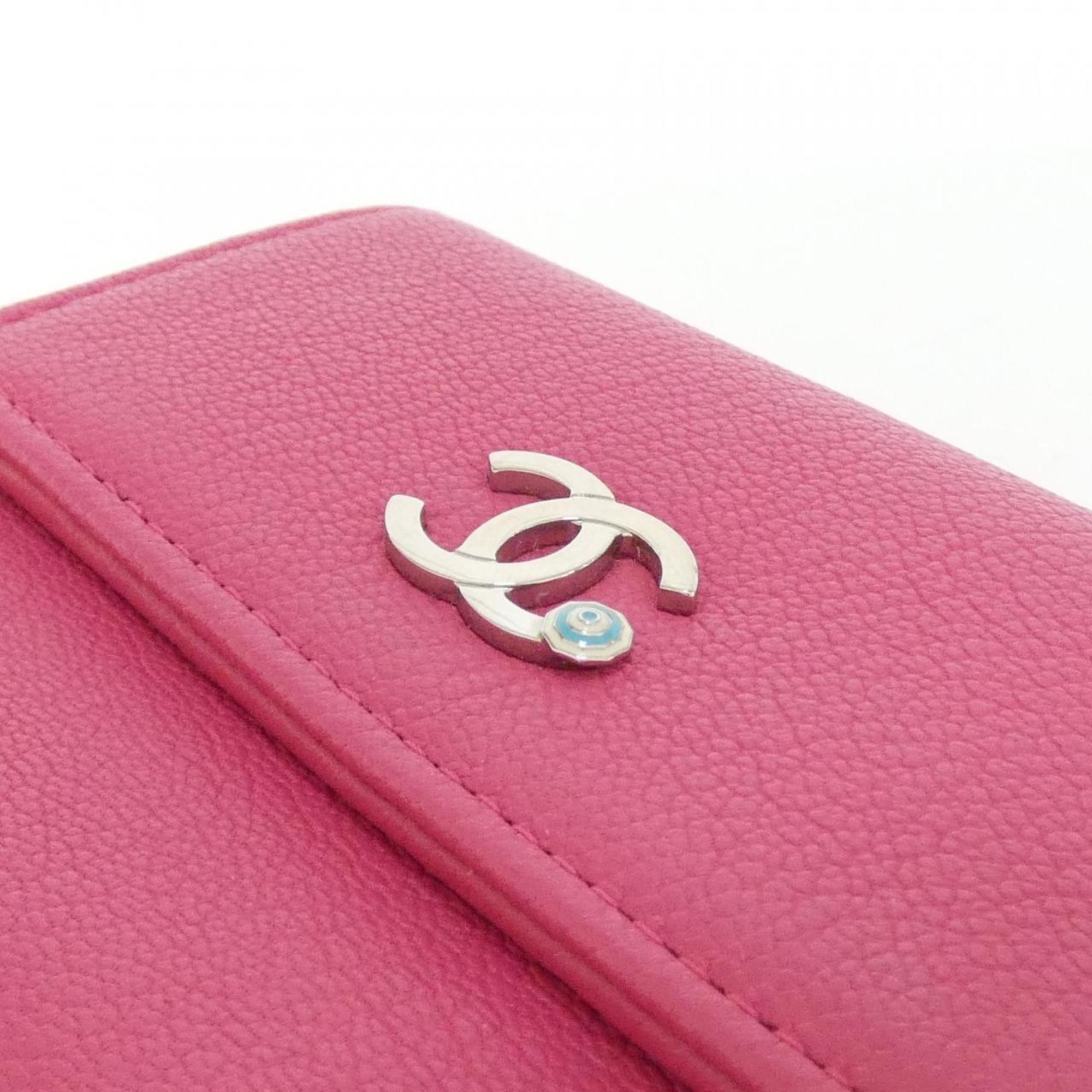 Chanel Pink Leather Wallet (Tri-Fold) (Pre-Owned)
