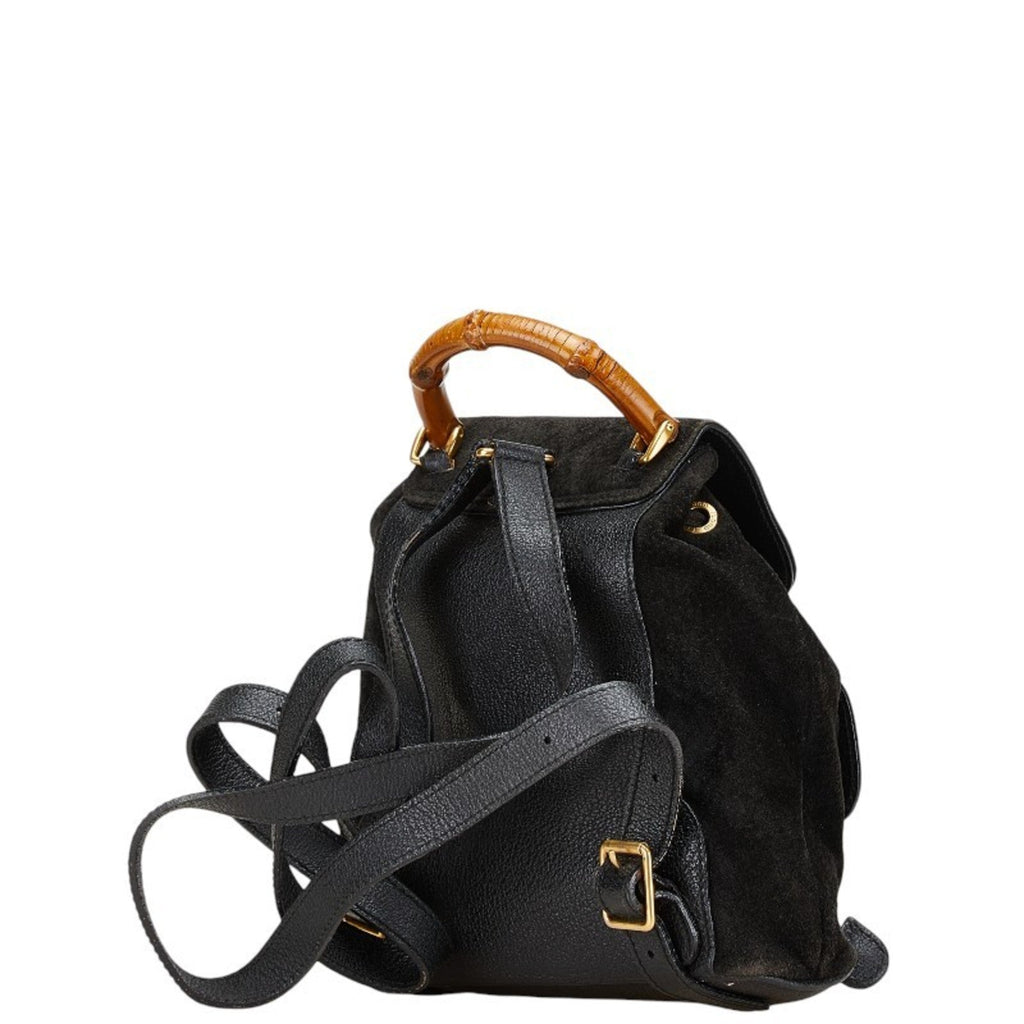 Gucci Black Leather Suede Backpack (Pre-Owned)