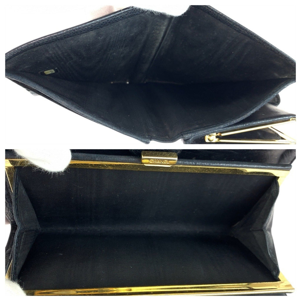 Chanel Black Leather Wallet (Bi-Fold) (Pre-Owned)