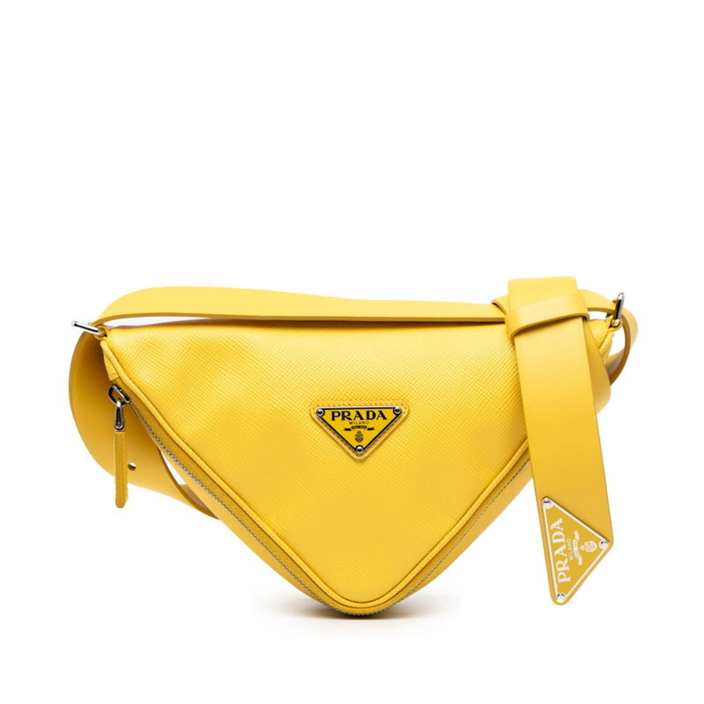 Prada Yellow Leather Shoulder Bag (Pre-Owned)