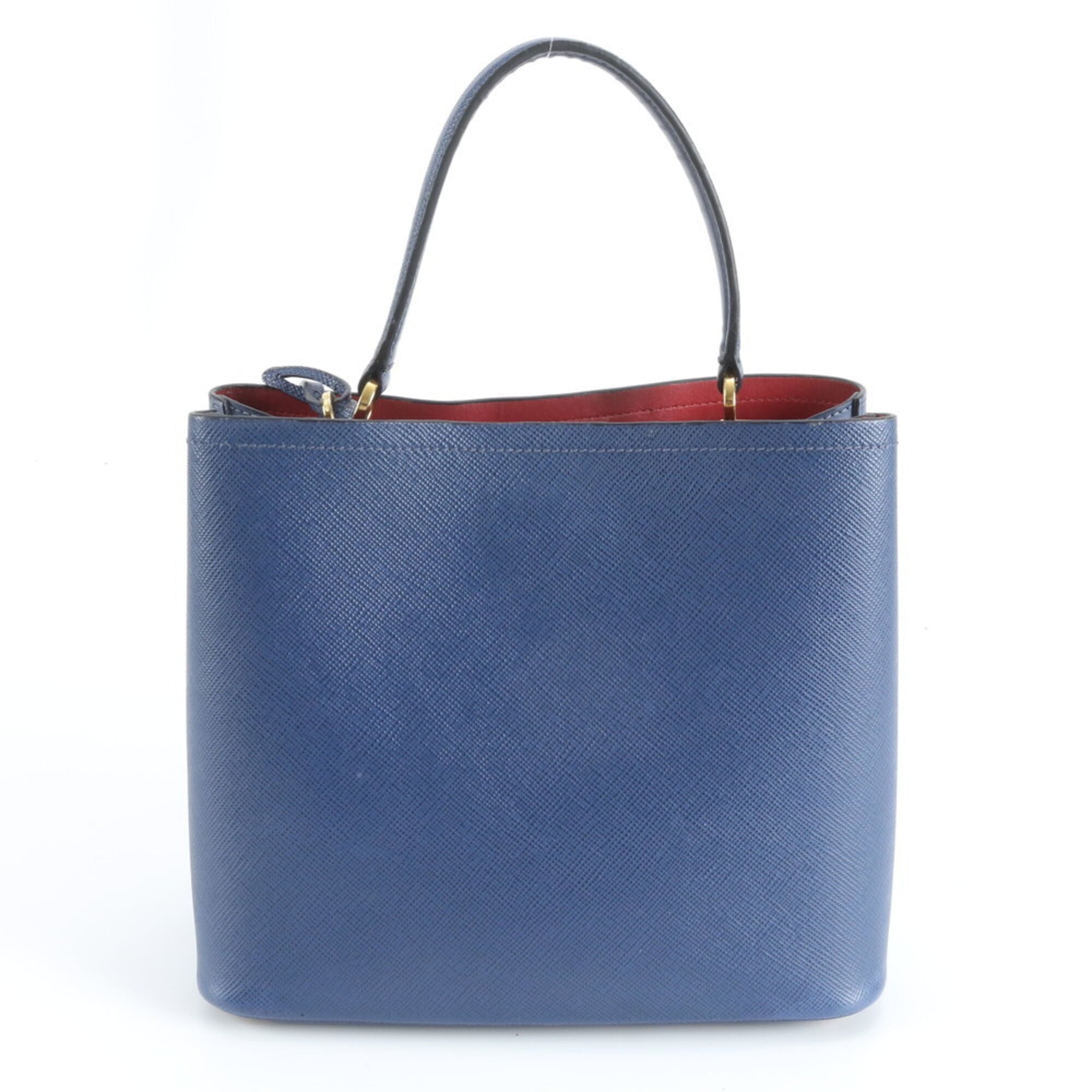 Prada Blue Leather Handbag Tote Bag (Pre-Owned)