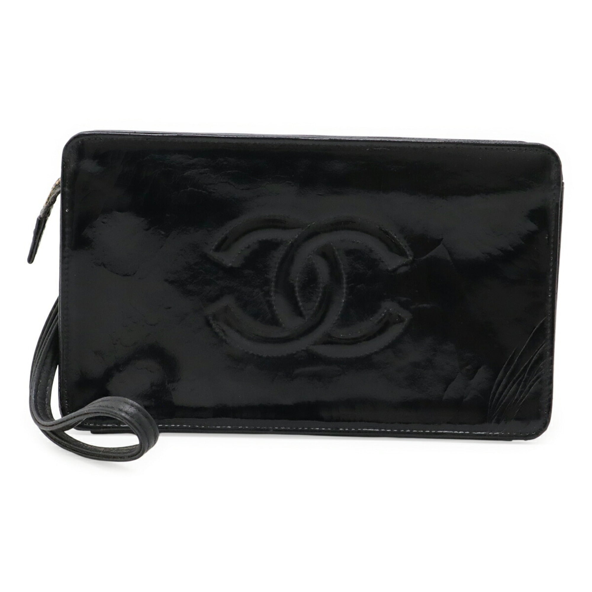 Chanel Black Leather Clutch Bag (Pre-Owned)