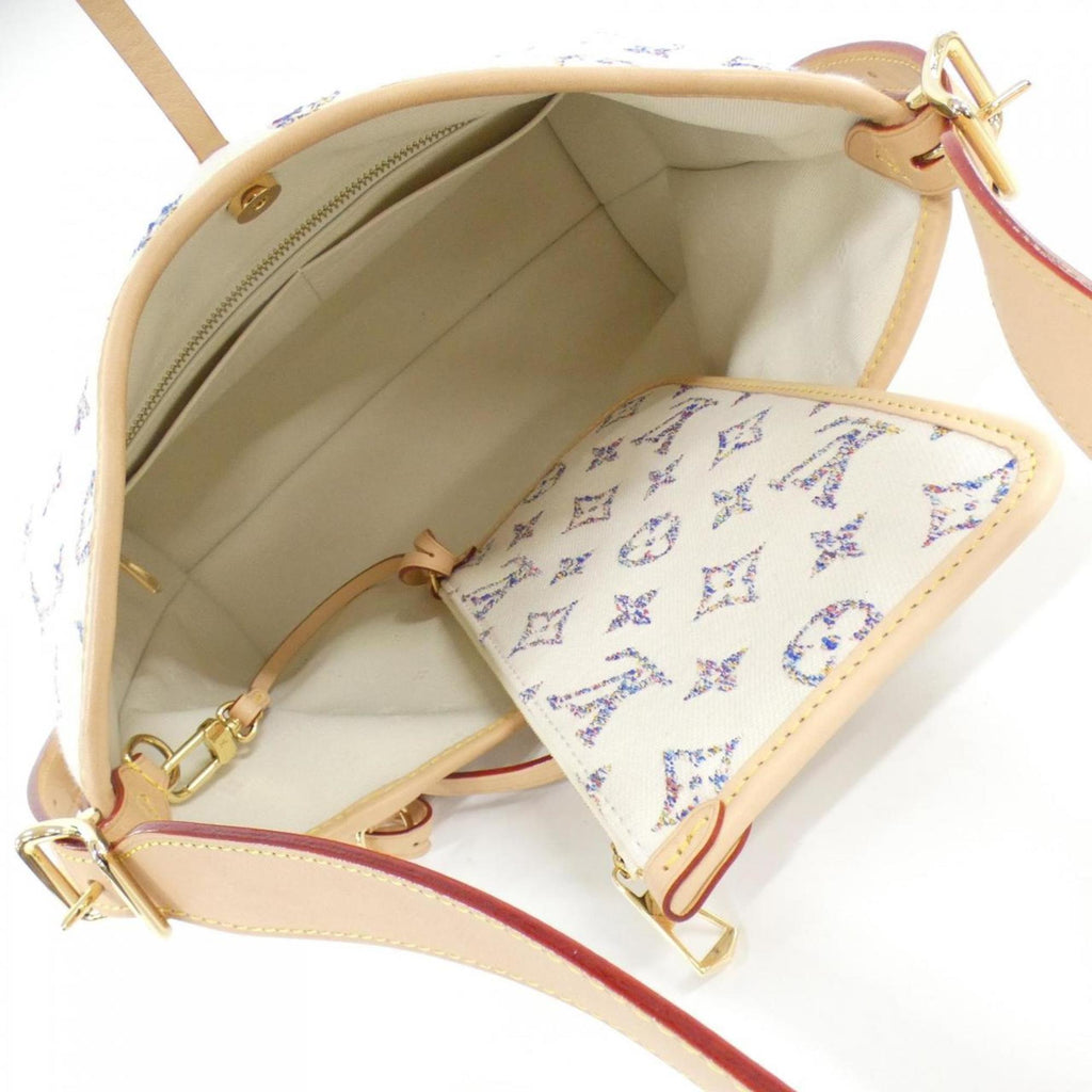 Louis Vuitton Multi-Color White Jacquard Canvas Shoulder Bag (Pre-Owned)