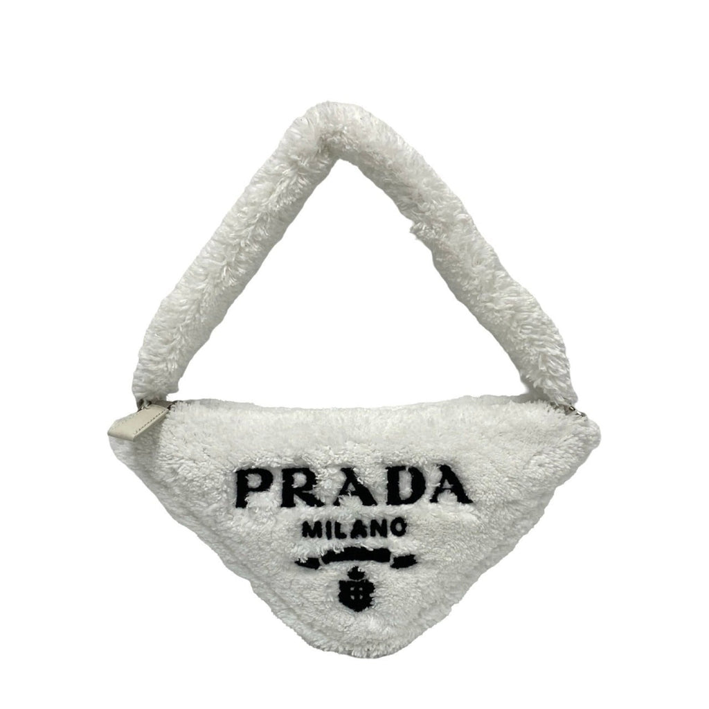 Prada White Pile Fabric Handbag (Pre-Owned)