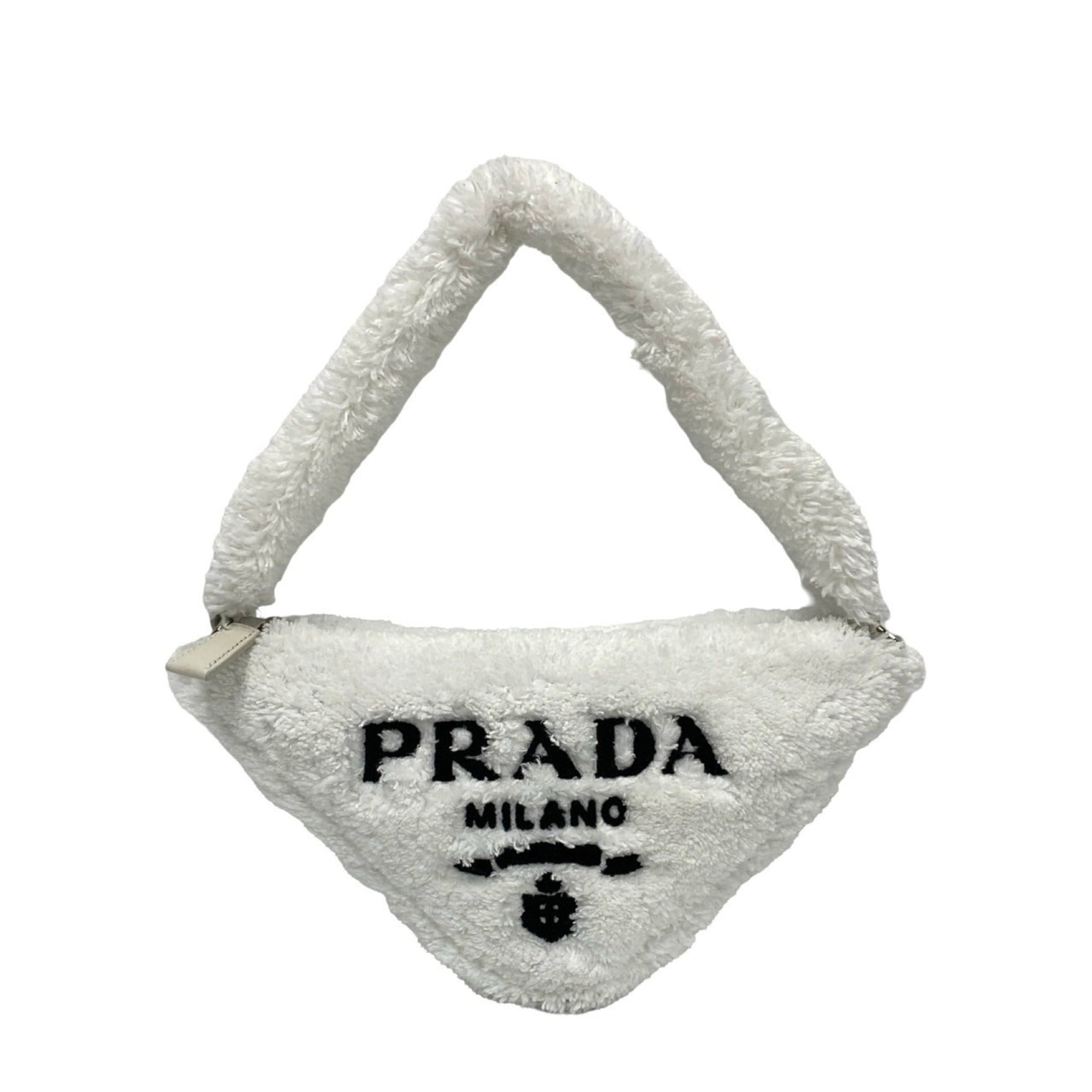 Prada White Pile Fabric Handbag (Pre-Owned)