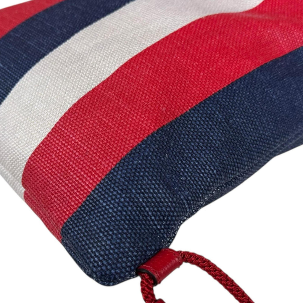 Gucci Blue Red Color White Canvas Leather Backpack (Pre-Owned)