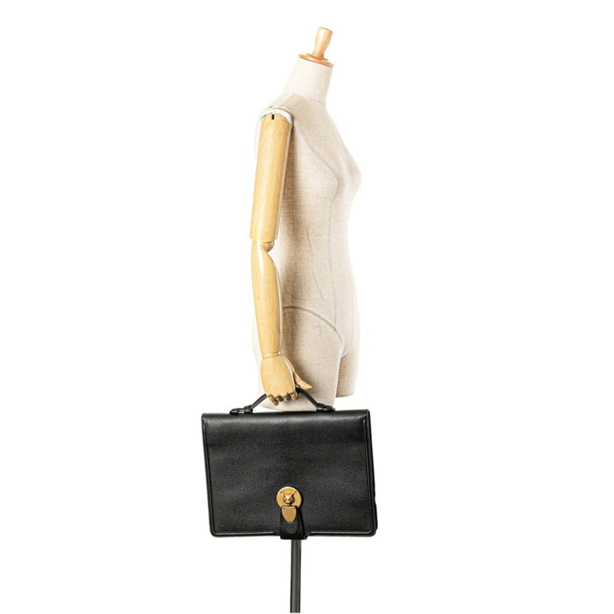Gucci Black Leather Briefcase Clutch Bag (Pre-Owned)