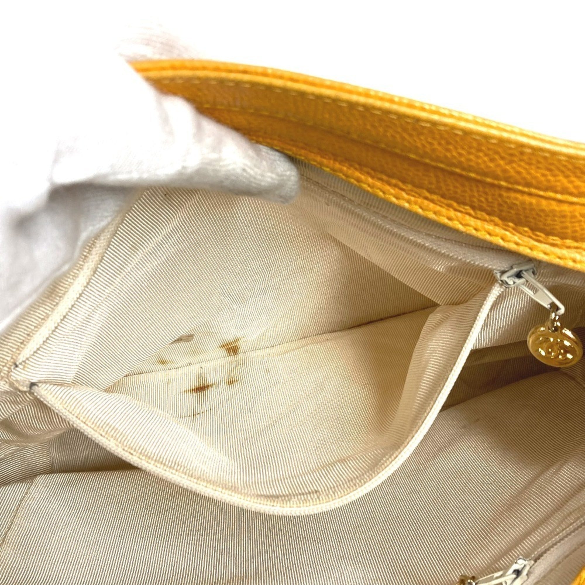 Chanel Yellow Grained Calfskin Shoulder Bag Tote Bag (Pre-Owned)