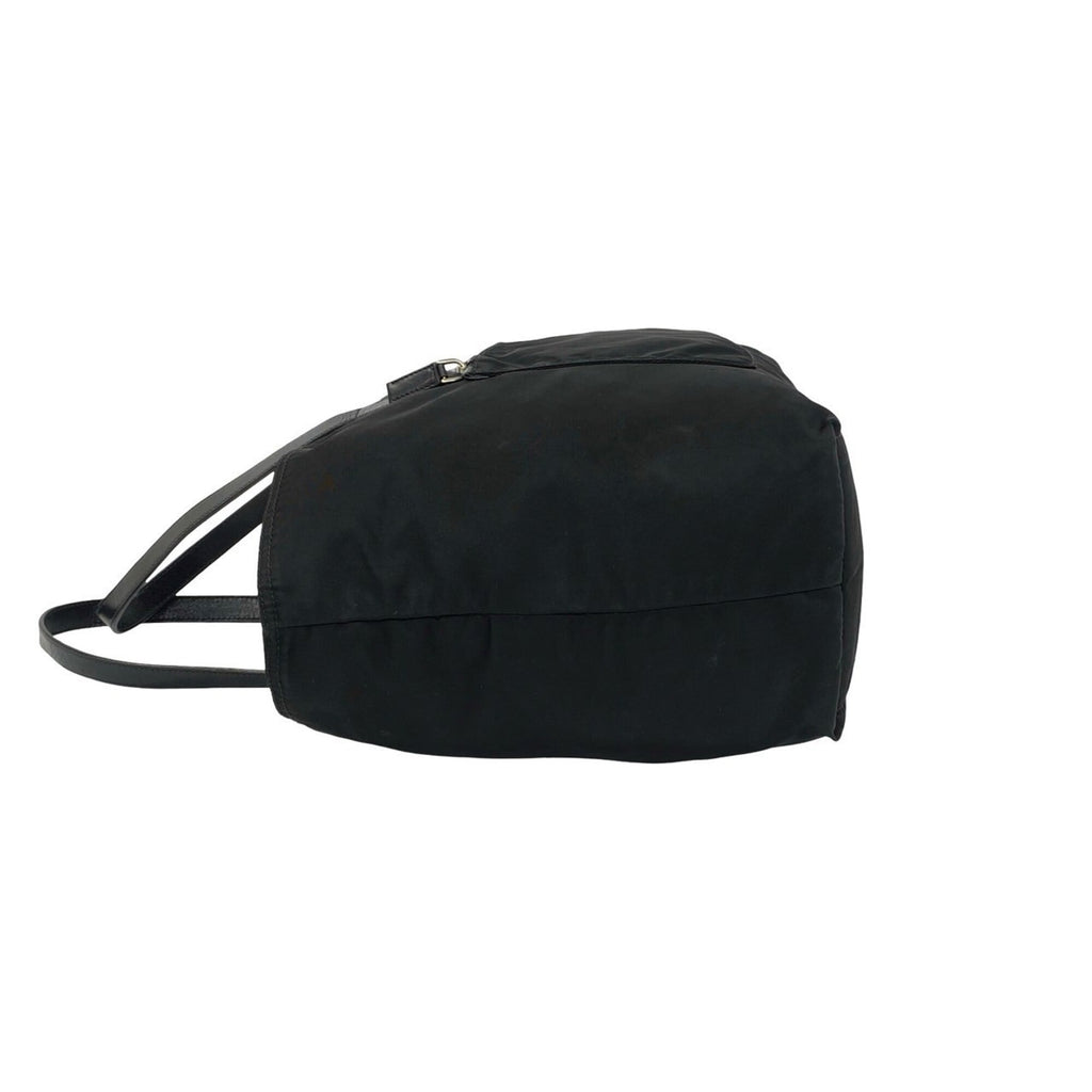 Prada Black Nylon Leather Handbag Shoulder Bag Tote Bag (Pre-Owned)