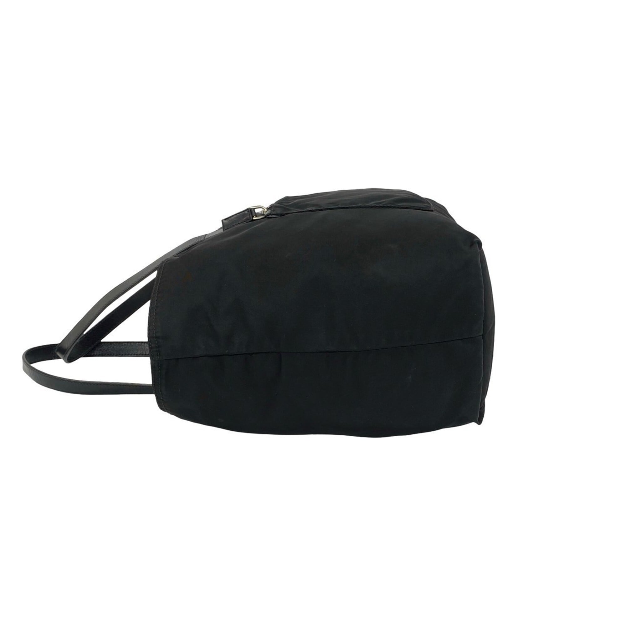 Prada Black Nylon Leather Handbag Shoulder Bag Tote Bag (Pre-Owned)