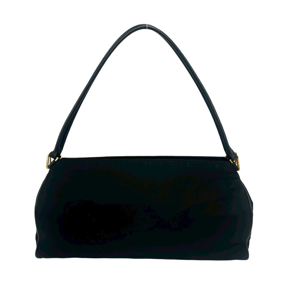 Prada Black Nylon Leather Handbag Shoulder Bag Tote Bag (Pre-Owned)