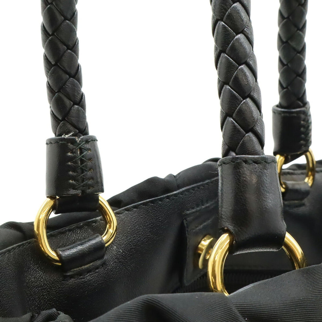 Prada Black Nero Nylon Leather Handbag Shoulder Bag Tote Bag (Pre-Owned)
