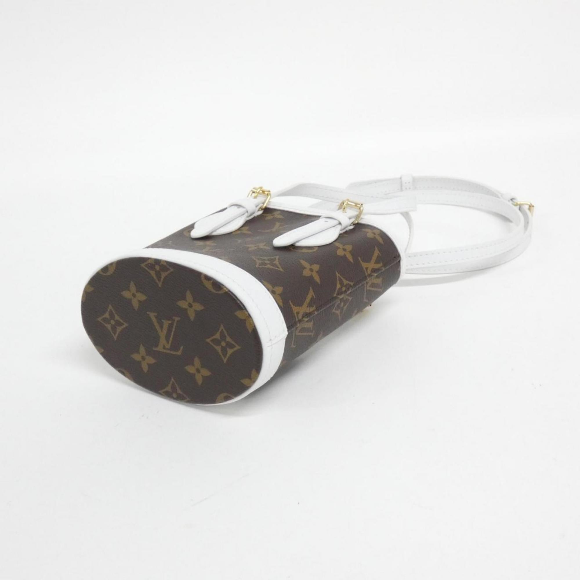 Louis Vuitton Blanc Marron Coated Canvas Leather Handbag (Pre-Owned)