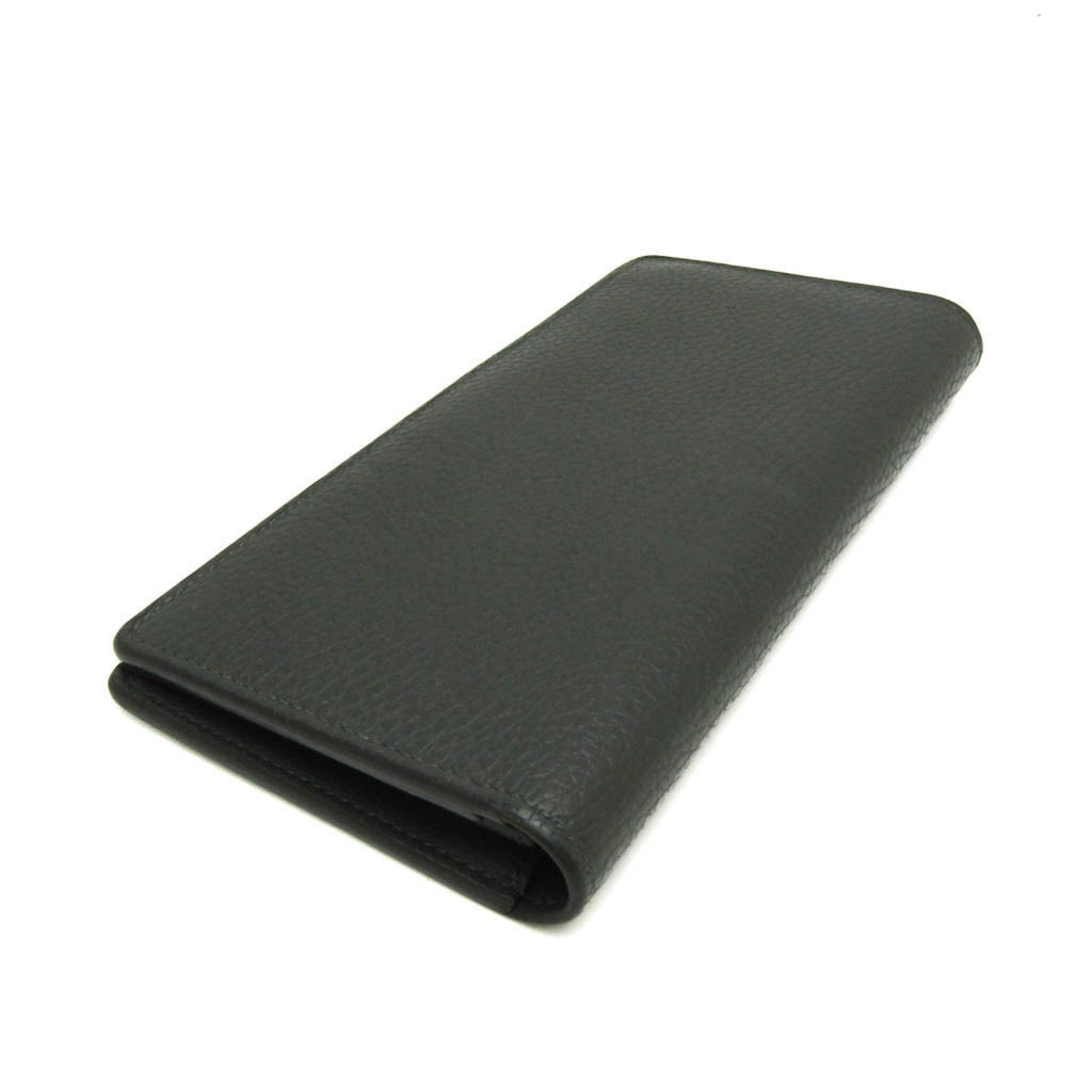 Louis Vuitton Taurillon Lv Charcoal Leather Long Wallet (Bi-Fold) (Pre-Owned)