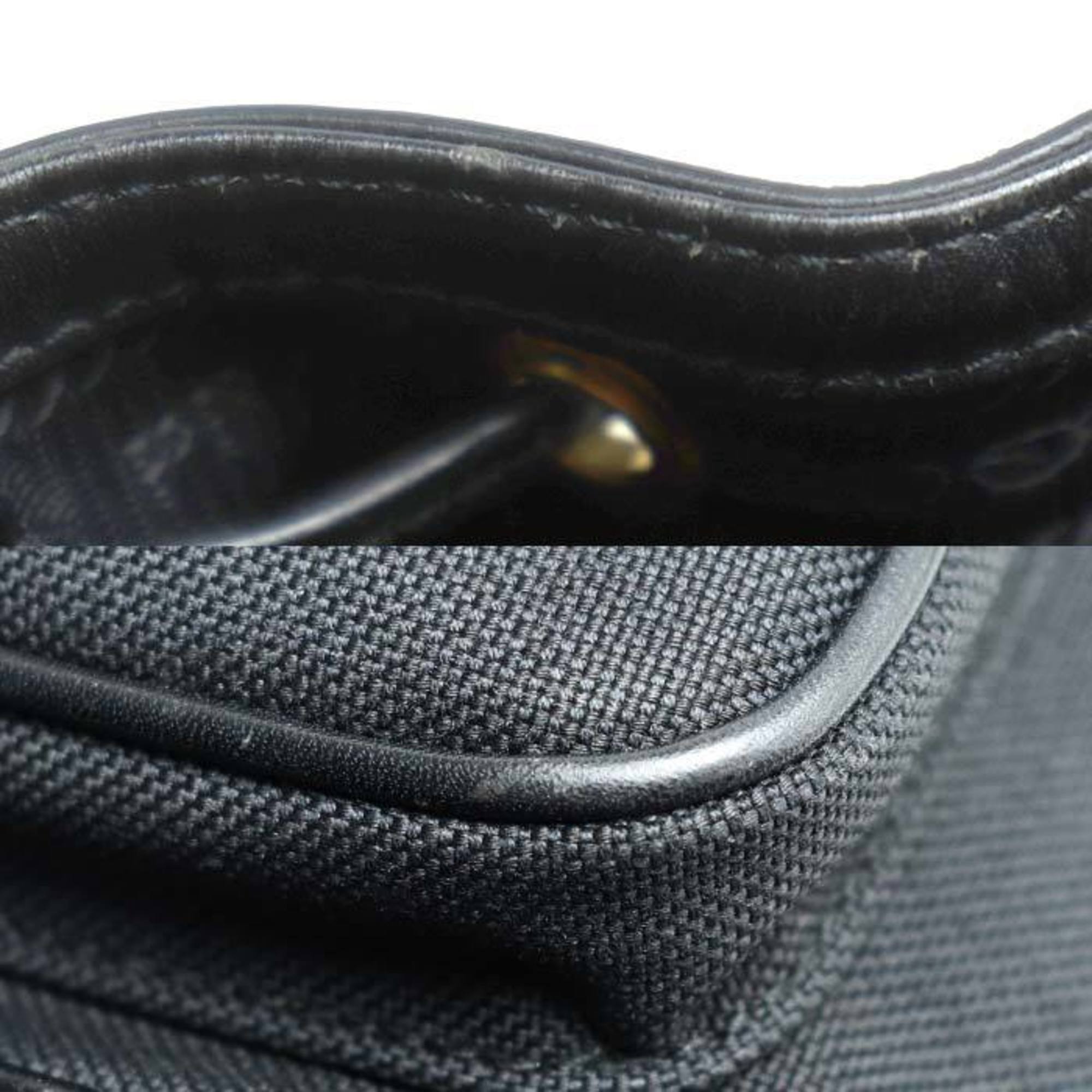 Prada Black Canvas Leather Shoulder Bag (Pre-Owned)